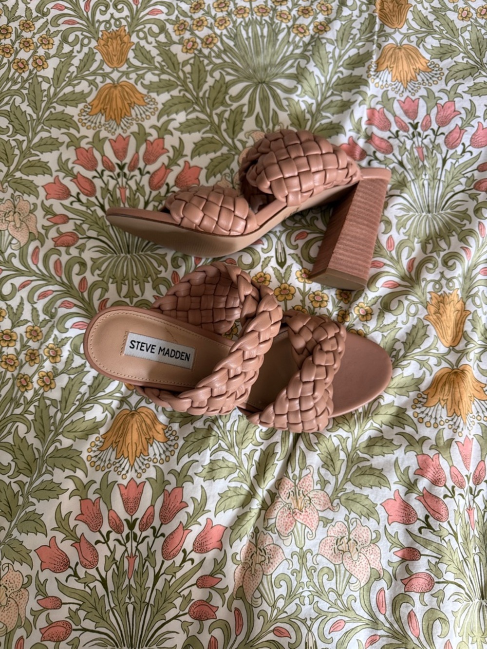 Steve Madden Braided Block Heel Sandals - Dusty Rose